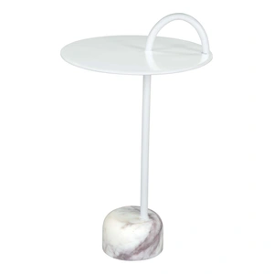 Zuo Modern Will Round Iron/Marble Side Table, White