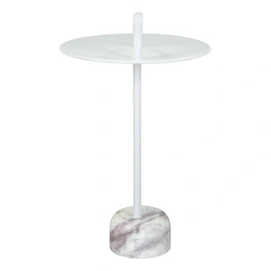 Zuo Modern Will Round Iron/Marble Side Table, White