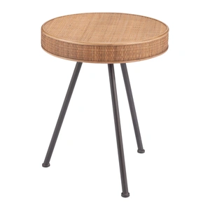 Zuo Modern Stuart Round Syntethic Rattan/Steel Side Table, Natural