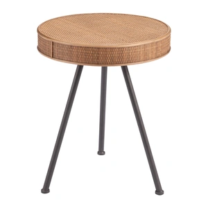 Zuo Modern Stuart Round Syntethic Rattan/Steel Side Table, Natural