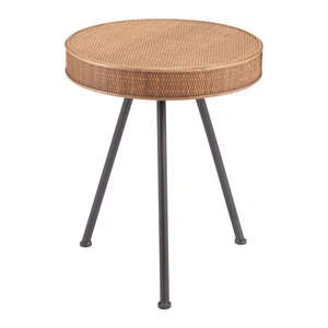 Zuo Modern Stuart Round Syntethic Rattan/Steel Side Table, Natural