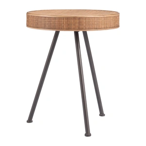 Zuo Modern Stuart Round Syntethic Rattan/Steel Side Table, Natural