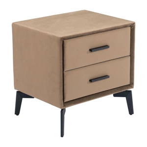 Zuo Modern Montana Rectangular Velvet Side Table w/2 Drawers, Brown
