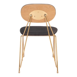 Zuo Modern Georges Velvet/Steel Dining Chair, Gray & Gold (Set of 2)