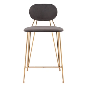 Zuo Modern Georges Velvet/Steel Counter Stool, Gray & Gold (Set of 2)