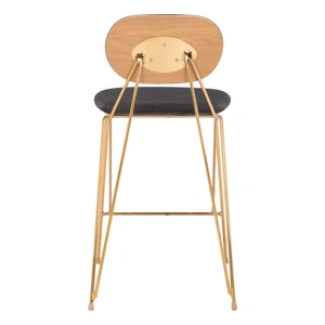 Zuo Modern Georges Velvet/Steel Counter Stool, Gray & Gold (Set of 2)