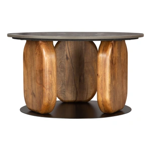 Zuo Modern Pemba Round Marble/Wood/Iron Coffee Table, Multicolor