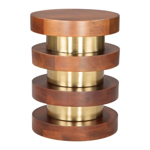 Zuo Modern Marigot Round Wood/Iron Side Table, Walnut