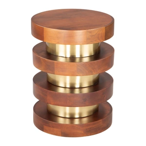 Zuo Modern Marigot Round Wood/Iron Side Table, Walnut