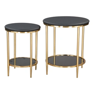 Zuo Modern Koper Round Marble/Iron Coffee Table Set, Black