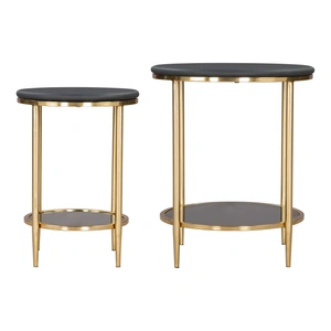 Zuo Modern Koper Round Marble/Iron Coffee Table Set, Black