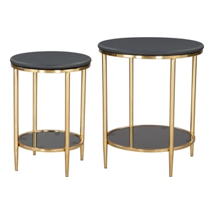 Zuo Modern Koper Round Marble/Iron Coffee Table Set, Black