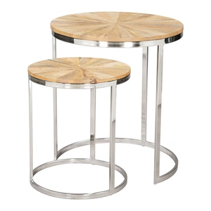 Zuo Modern Bari Round Wood/Iron Nesting Table Set, Natural