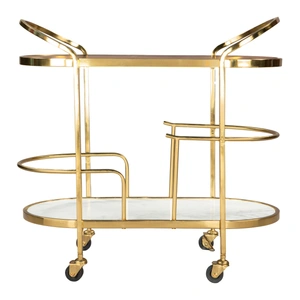 Zuo Modern Antalya Wood/Marble/Iron Bar Cart, Multicolor