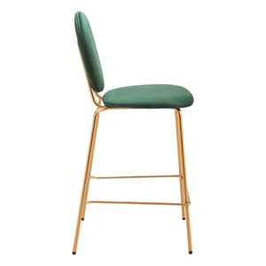 Zuo Modern Odessa Velvet/Steel Counter Stool, Green & Gold (Set of 2)
