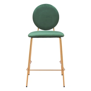 Zuo Modern Odessa Velvet/Steel Counter Stool, Green & Gold (Set of 2)
