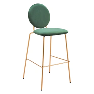 Zuo Modern Odessa Velvet/Steel Barstool, Green & Gold (Set of 2)
