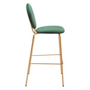Zuo Modern Odessa Velvet/Steel Barstool, Green & Gold (Set of 2)