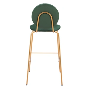 Zuo Modern Odessa Velvet/Steel Barstool, Green & Gold (Set of 2)