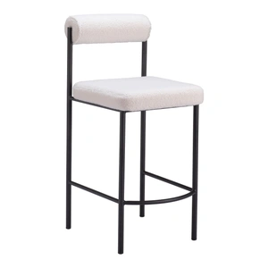 Zuo Modern Livorno Polyester/Steel Counter Stool, Ivory (Set of 2)