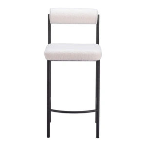 Zuo Modern Livorno Polyester/Steel Counter Stool, Ivory (Set of 2)