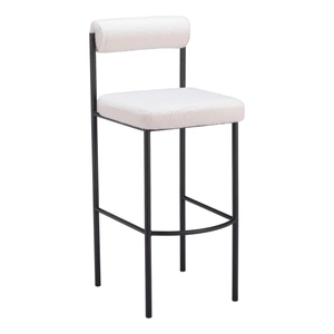 Zuo Modern Livorno Polyester/Steel Barstool, Ivory (Set of 2)