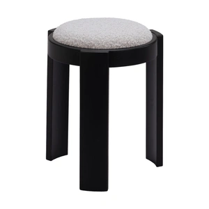 Zuo Modern Banjul Round Polyester/Wood Ottoman, Misty Gray