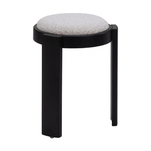 Zuo Modern Banjul Round Polyester/Wood Ottoman, Misty Gray