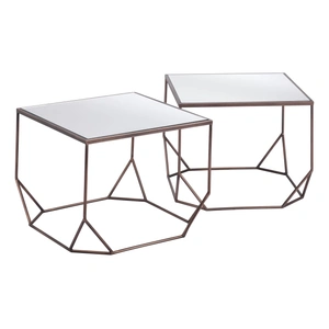 Zuo Modern Arzon Square Mirror Glass/Steel Coffee Table Set, Bronze