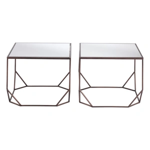 Zuo Modern Arzon Square Mirror Glass/Steel Coffee Table Set, Bronze