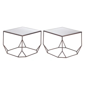 Zuo Modern Arzon Square Mirror Glass/Steel Coffee Table Set, Bronze