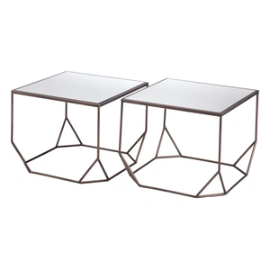Zuo Modern Arzon Square Mirror Glass/Steel Coffee Table Set, Bronze