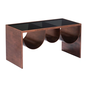 Zuo Modern Aveiro Rectangular Tinted Glass/Steel Coffee Table, Copper & Black