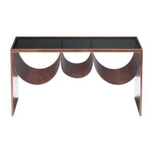 Zuo Modern Aveiro Rectangular Tinted Glass/Steel Coffee Table, Copper & Black