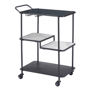 Zuo Modern Constanza Glass/Marble/Steel Bar Cart, Black