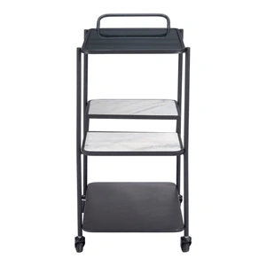 Zuo Modern Constanza Glass/Marble/Steel Bar Cart, Black