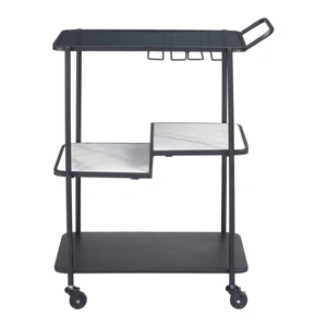 Zuo Modern Constanza Glass/Marble/Steel Bar Cart, Black