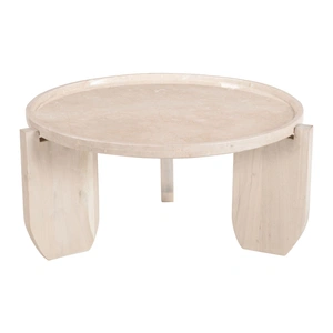 Zuo Modern Nador Round Marble/MDF Coffee Table, Natural