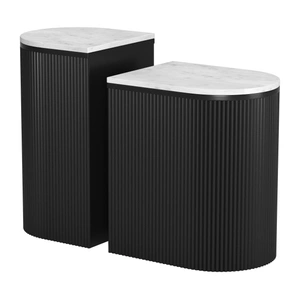 Zuo Modern Ormara Marble/Wood Side Table Set, White & Black