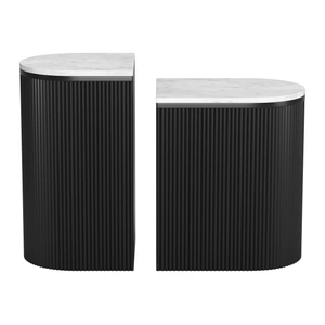 Zuo Modern Ormara Marble/Wood Side Table Set, White & Black