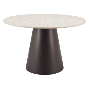 Zuo Modern Jorf Round Faux Terrazzo/Steel Dining Table, Beige & Bronze