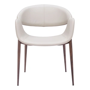 Zuo Modern Limay Faux Leather/Steel Dining Chair, Beige & Walnut (Set of 2)