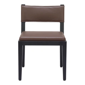 Zuo Modern Roxas Faux Leather/Wood Dining Chair, Brown (Set of 2)