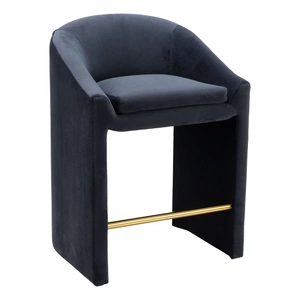 Zuo Modern Emas Faux Leather/Steel Counter Stool, Midnight Gray