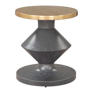 Zuo Modern Litar Round Iron/Faux Terrazzo Side Table, Multicolor