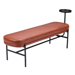 Zuo Modern Ploce Faux Leather/Steel Bench, Brown