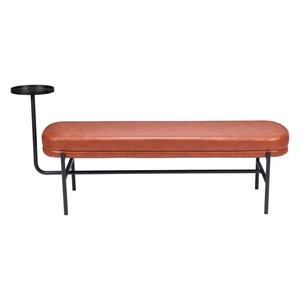 Zuo Modern Ploce Faux Leather/Steel Bench, Brown