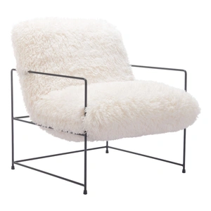 Zuo Modern Pelut Faux Leather/Stainless Steel Accent Chair, White