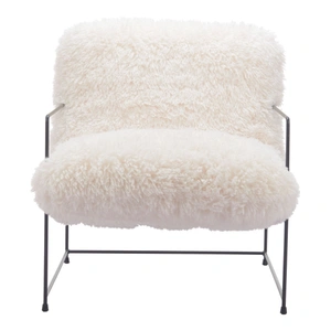 Zuo Modern Pelut Faux Leather/Stainless Steel Accent Chair, White