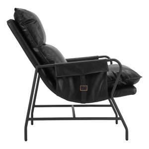 Zuo Modern Halaus Faux Leather/Steel Accent Chair, Black